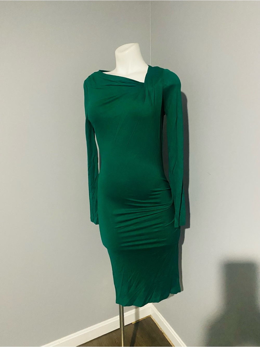 VENUS Emerald Green Long Sleeve Ruched Sheath Dress